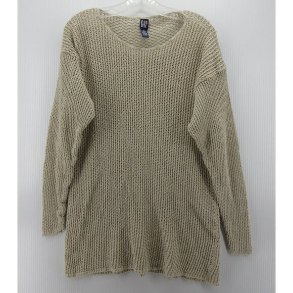 VINTAGE Gap Sweater Medium Linen Blend Boho Sheer Knit Tunic 90s USA - Picture 1 of 9